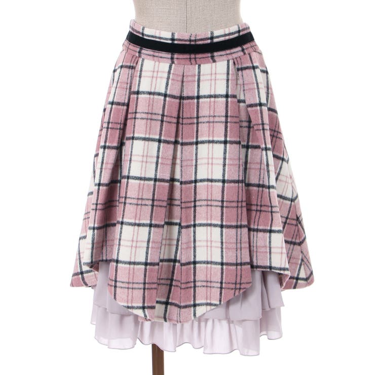 axes femme ピンク チェック スカート 起毛チェックタックSK[品番：IGAW0002951]｜axes femme（アクシーズ