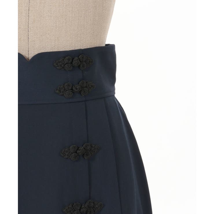 axes femme 中国風 チャイナボタンアシメスカート 黒 Mサイズ チャイナボタンアシメスカート | outlet | axes femme online shop