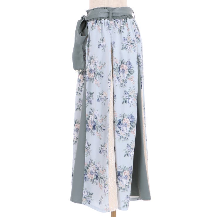 axes femme ローズ柄切替ロングフレアスカート ローズ柄切替ロングフレアSK[品番：IGAW0001470]｜axes femme