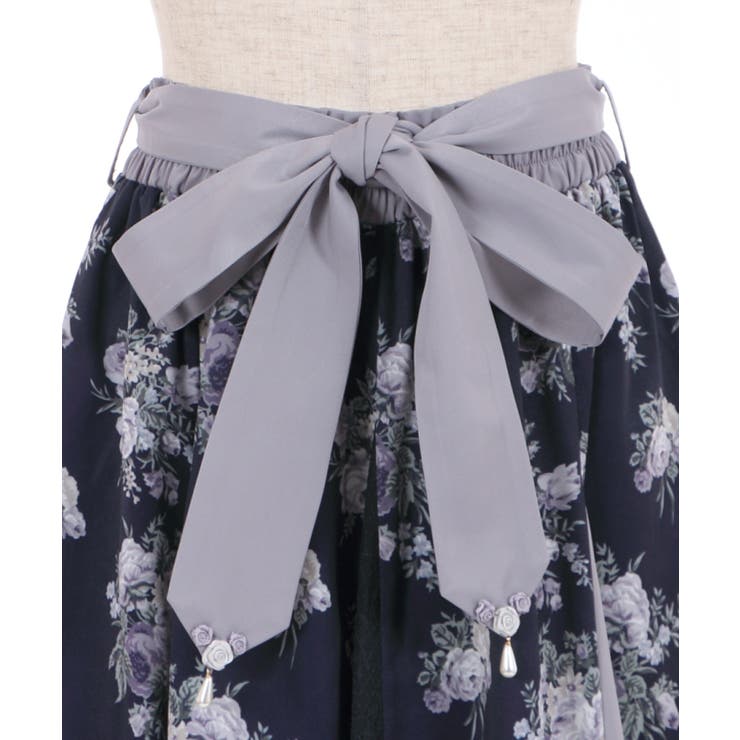 axes femme ローズ柄切替ロングフレアスカート ローズ柄切替ロングフレアSK[品番：IGAW0001470]｜axes femme