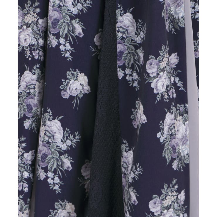 axes femme ローズ柄切替ロングフレアスカート ローズ柄切替ロングフレアSK[品番：IGAW0001470]｜axes femme