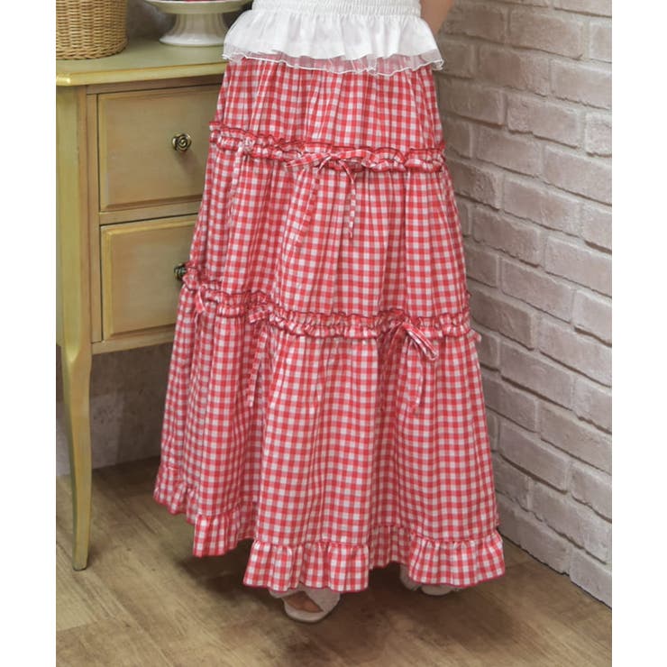 赤 | ギンガムティアードスカート | axes femme