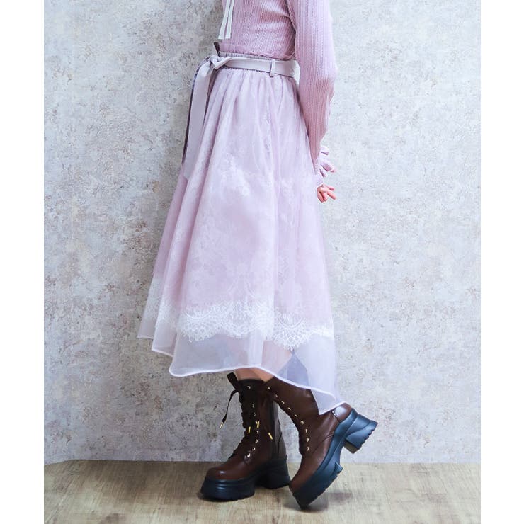 レース×チュールイレヘムスカート | axes femme | 詳細画像5 