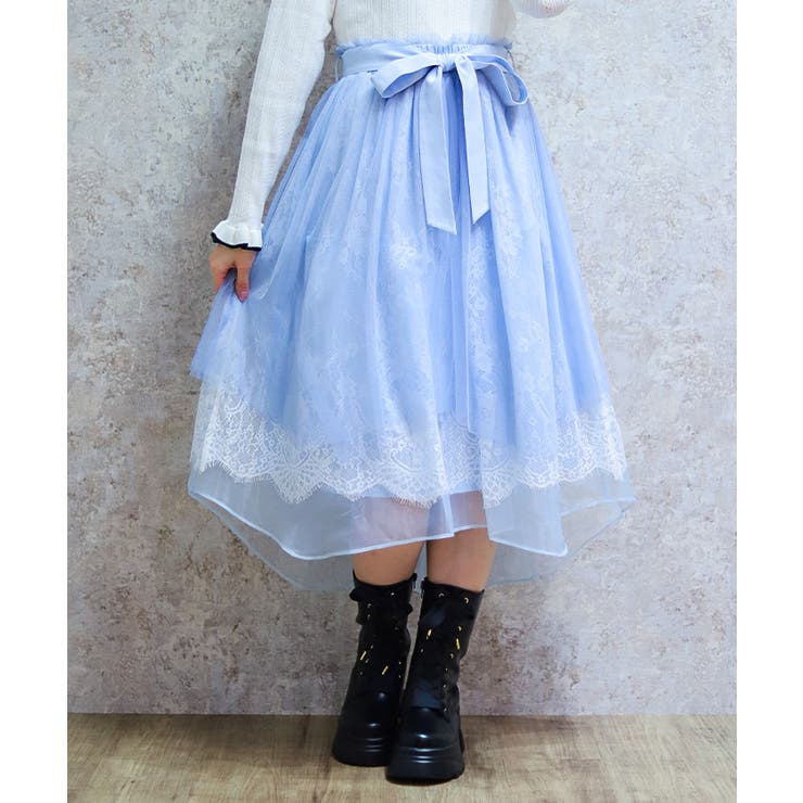 サックス | レース×チュールイレヘムスカート | axes femme