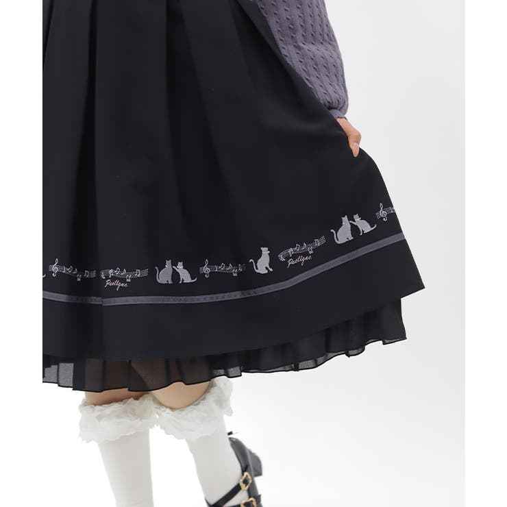 ネコ×楽譜刺繍スカート | axes femme | 詳細画像4 