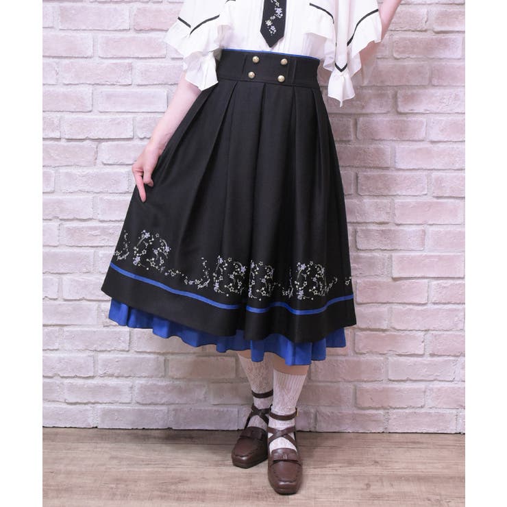 スパークル刺繍配色スカート | axes femme | 詳細画像1 