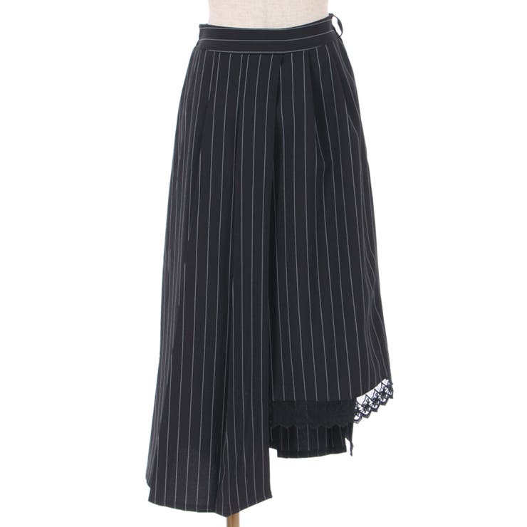 ストライプアシメプリーツSK[品番：IGAW0003321]｜axes femme