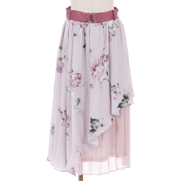 花柄シアーチェックフレアSK[品番：IGAW0003380]｜axes femme