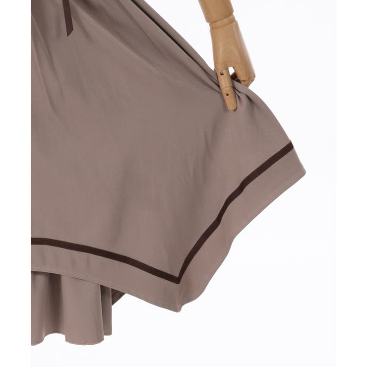 me ISSEY MIYAKE フレアスカート 茶 刺繍 膝下 シワ加工 F me ISSEY