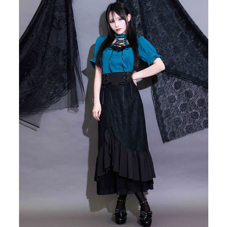黒 | 裾フリルマーメイドスカート | axes femme