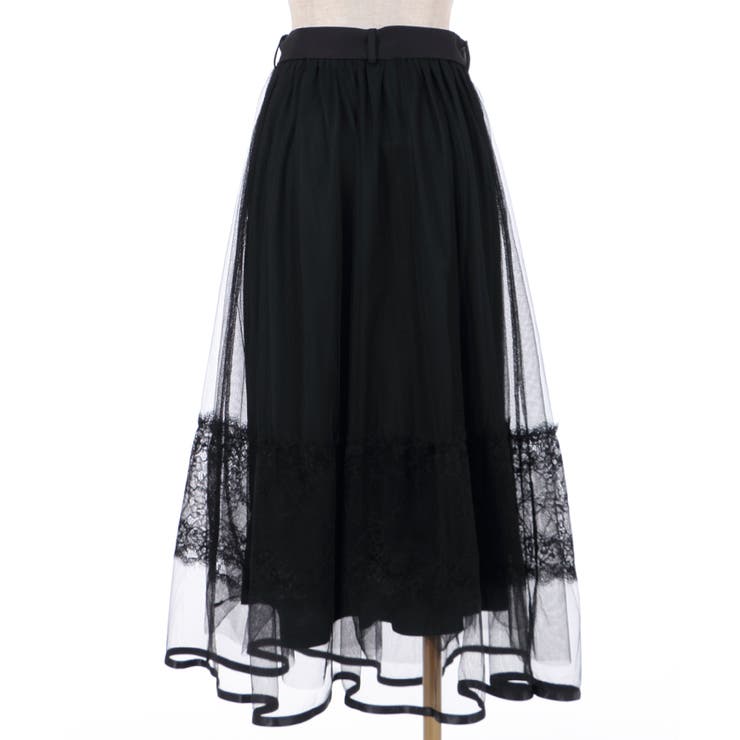 アクシーズファム レース✕チュール切替スカート レース×チュールスカート | レディース服・レディース