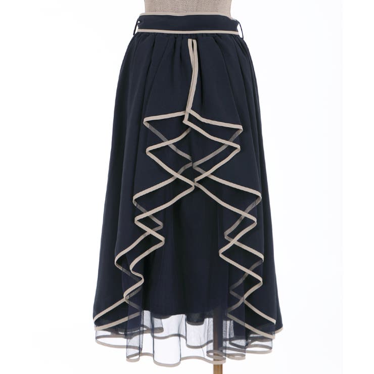 パイピングバックフリルSK[品番：IGAW0001548]｜axes femme