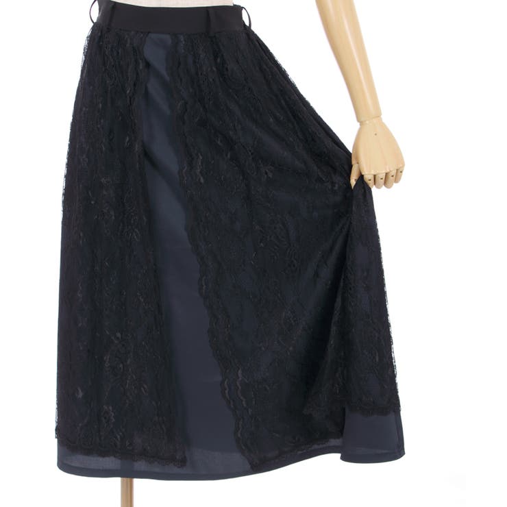 バイカラーレーススカート[品番：IGAW0002707]｜axes femme