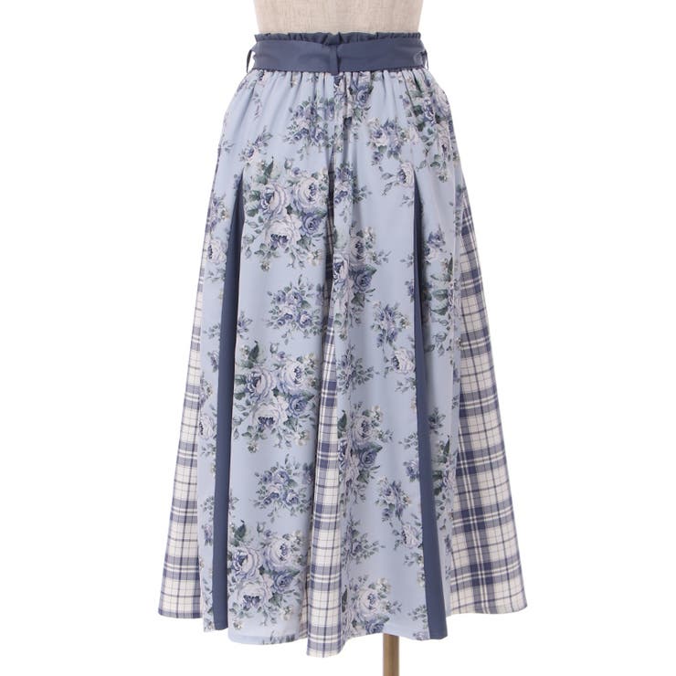 花柄×チェック柄切替スカート[品番：IGAW0003392]｜axes femme