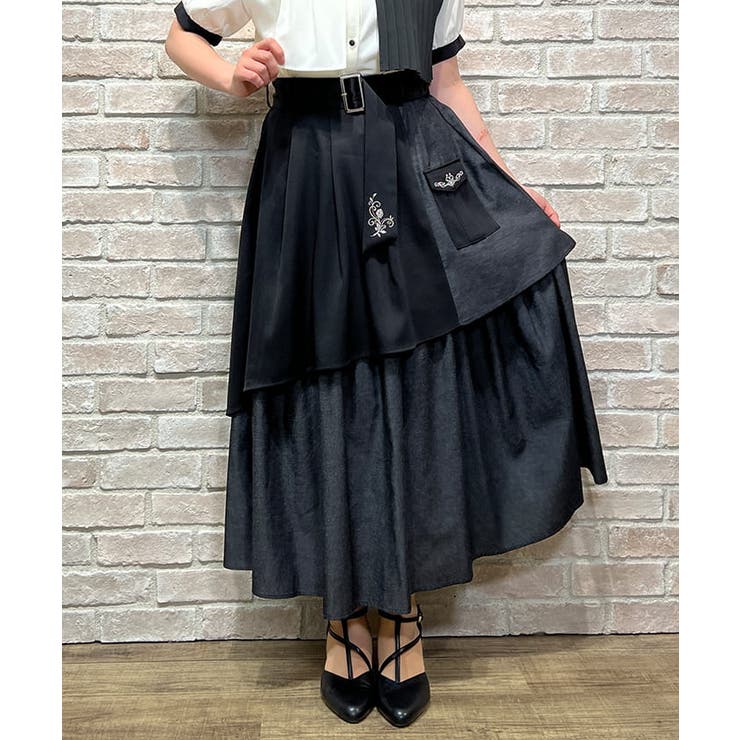 vintage  ティアード マキシ スカート 黒