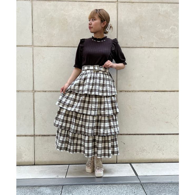 新品】フォクシー グレー フレアスカート ティアードデザイン