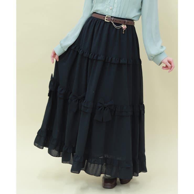 黒 | シアーギンガムティアードスカート | axes femme