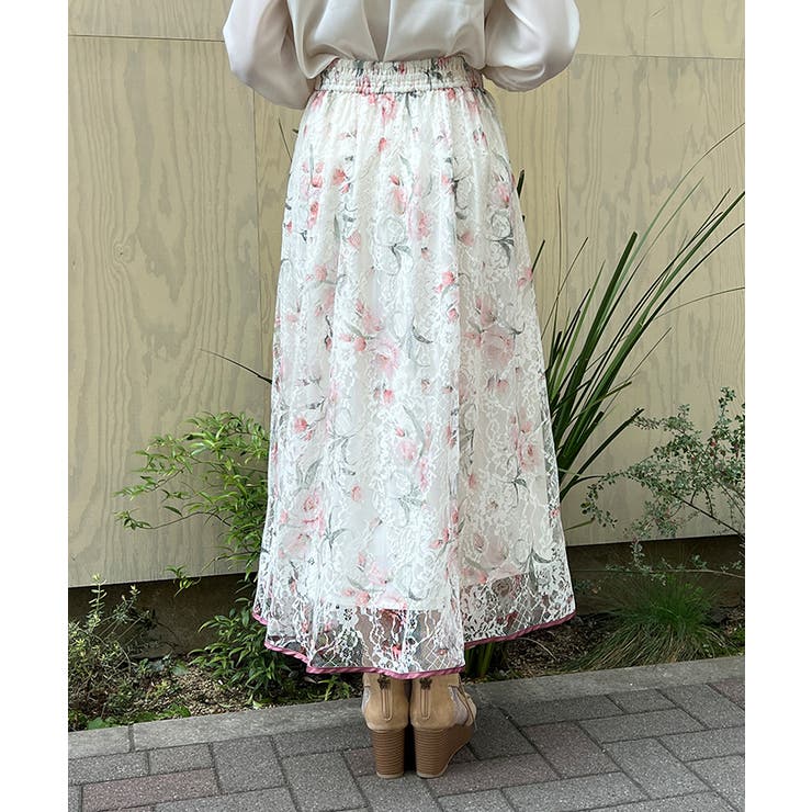 フラワー柄レーシーロングスカート | axes femme | 詳細画像3 