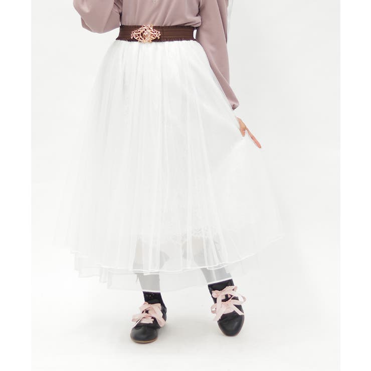 チュール×レースロングスカート | axes femme | 詳細画像1 