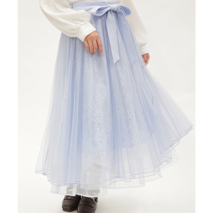 サックス | チュール×レースロングスカート | axes femme