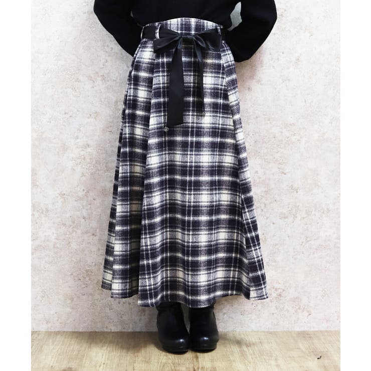 起毛チェックフレアスカート[品番：IGAW0005812]｜axes femme