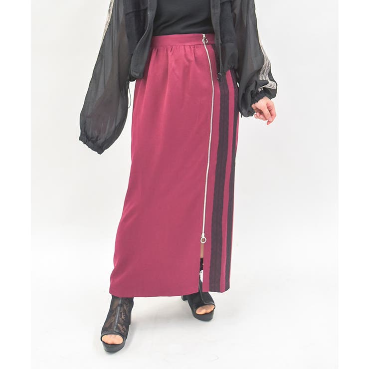 ワイン | レースラインジップタイトスカート | axes femme