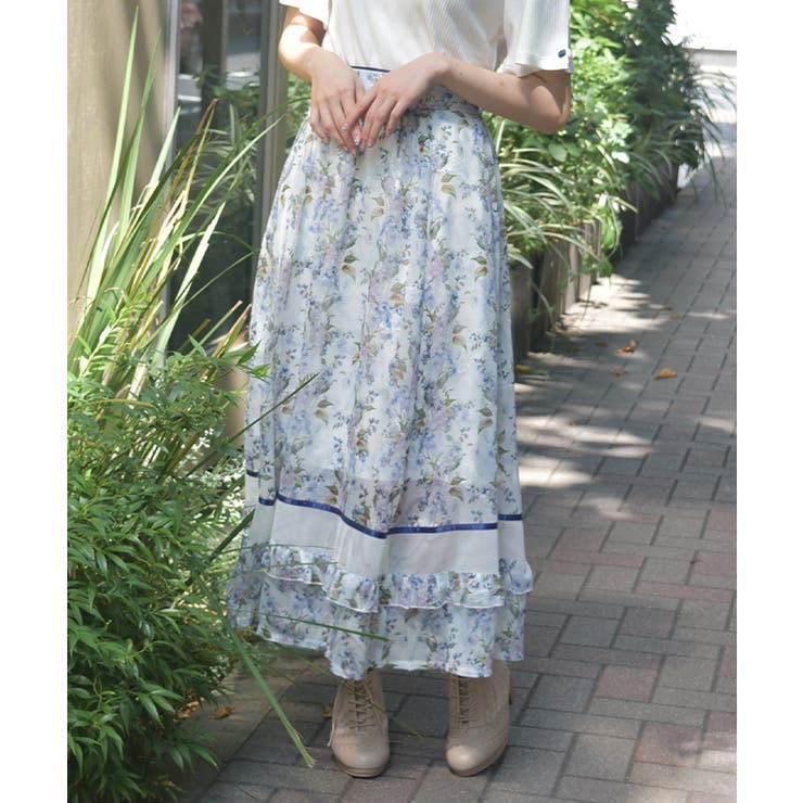 白 | フラワープリントスカート | axes femme