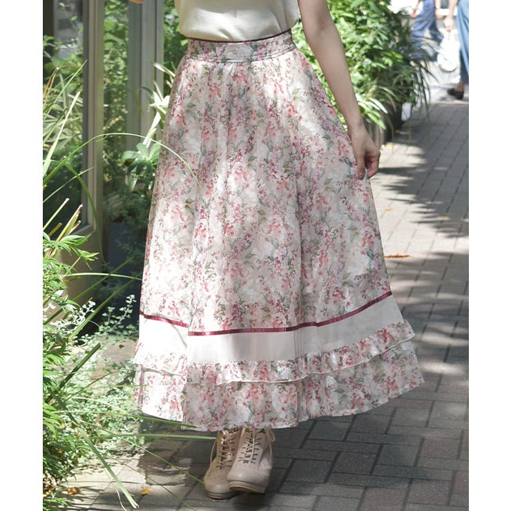 ベージュ | フラワープリントスカート | axes femme