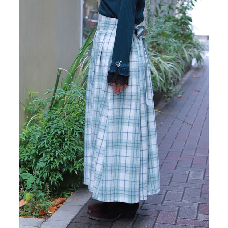 起毛チェック柄ロングスカート | axes femme | 詳細画像2 
