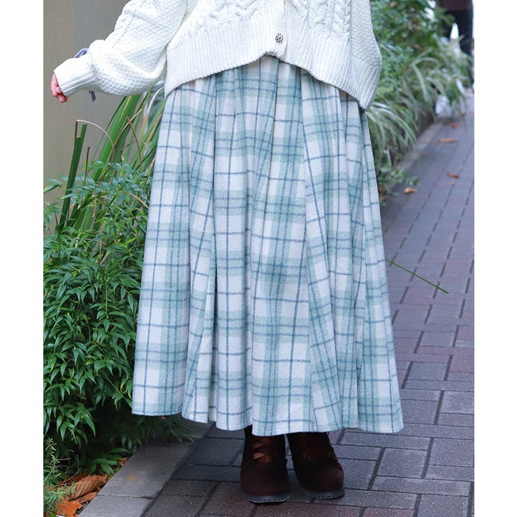 起毛チェック柄ロングスカート | axes femme | 詳細画像4 