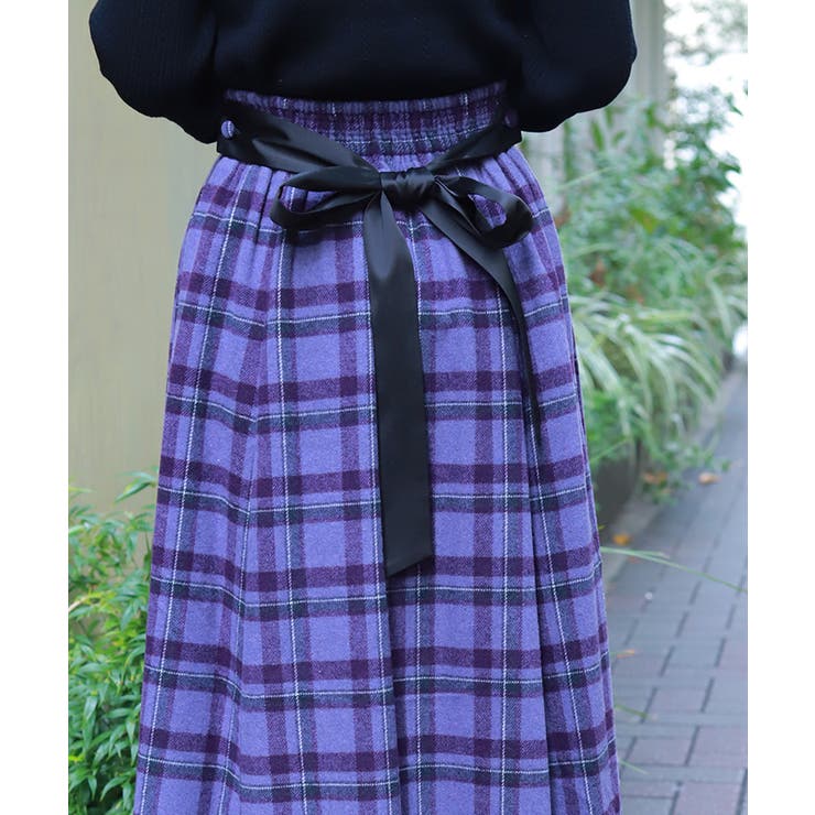 起毛チェック柄ロングスカート | axes femme | 詳細画像8 