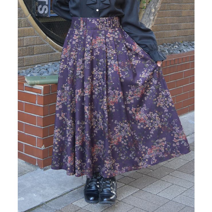 パープル | フローラルプリントスカート | axes femme