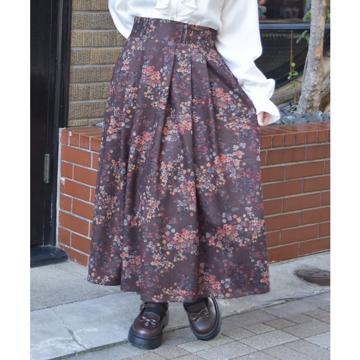 茶 | フローラルプリントスカート | axes femme