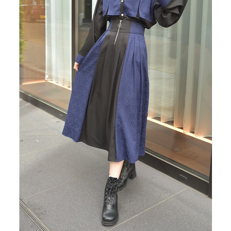 紺 | 【セットアップ対応】ジャガードスカート | axes femme