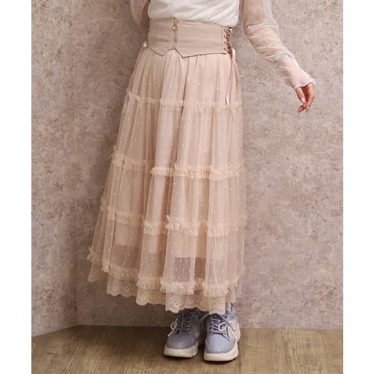 ピンク | ベルト付チュールスカート | axes femme