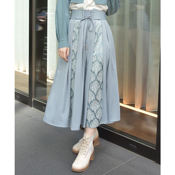 サックス | レースアップ×ジャガードスカート | axes femme