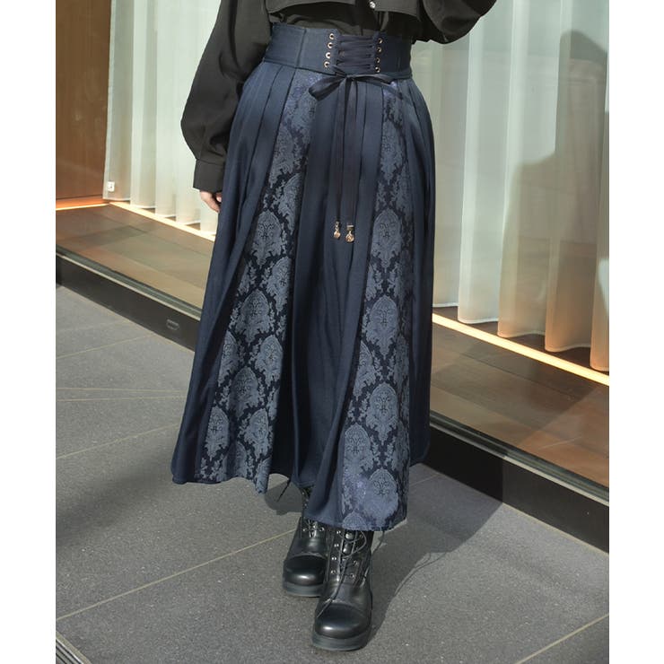 紺 | レースアップ×ジャガードスカート | axes femme