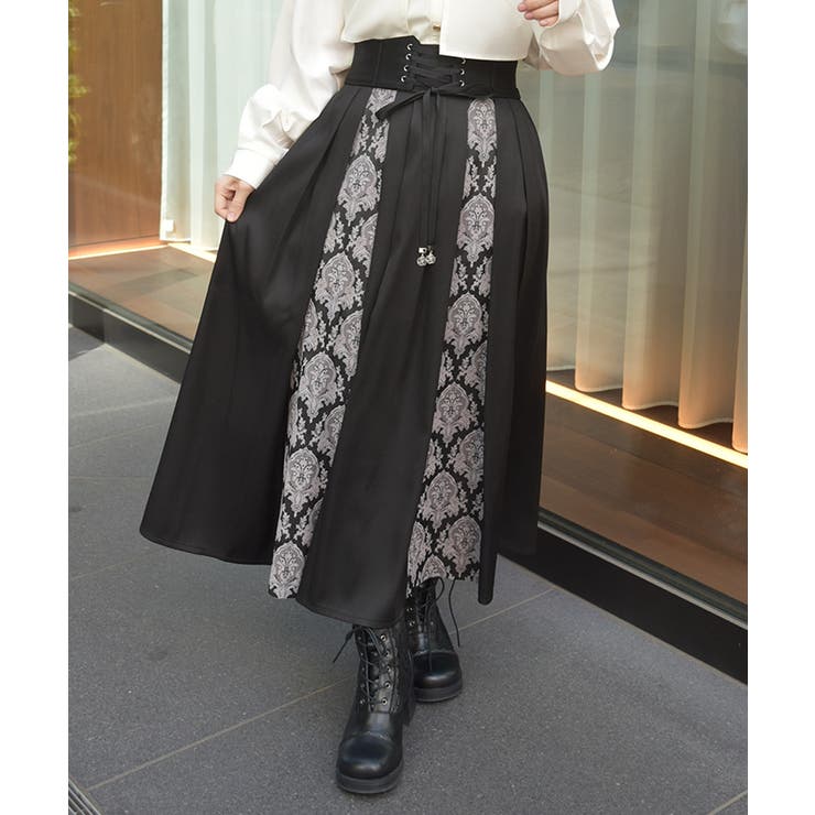 黒 | レースアップ×ジャガードスカート | axes femme