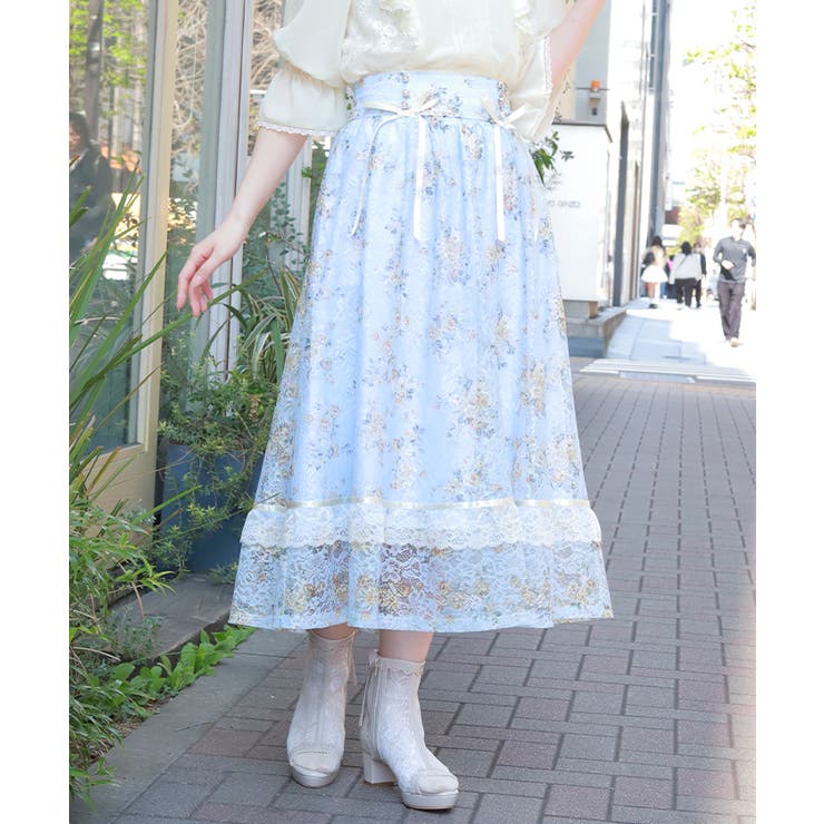 サックス | レース×ブーケスカート | axes femme