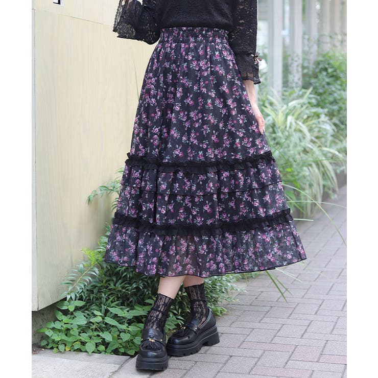 黒 | ミニローズプリントスカート | axes femme