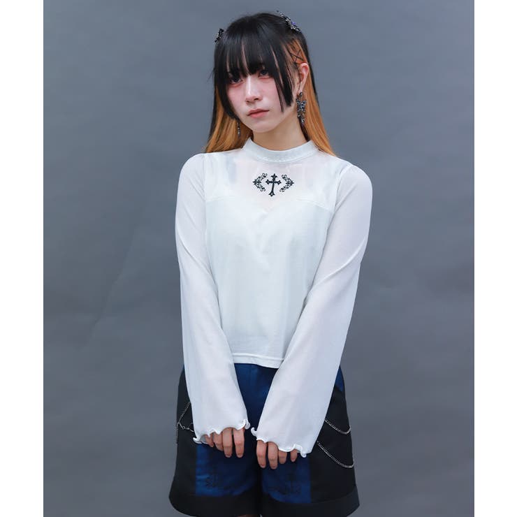 クロス刺繍ラメカットトップス | axes femme | 詳細画像1 