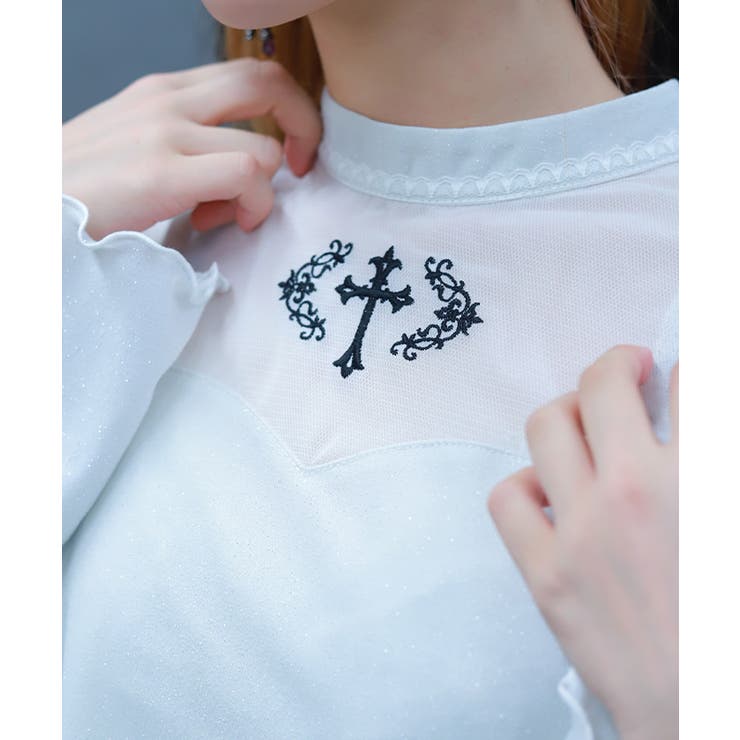 クロス刺繍ラメカットトップス | axes femme | 詳細画像6 