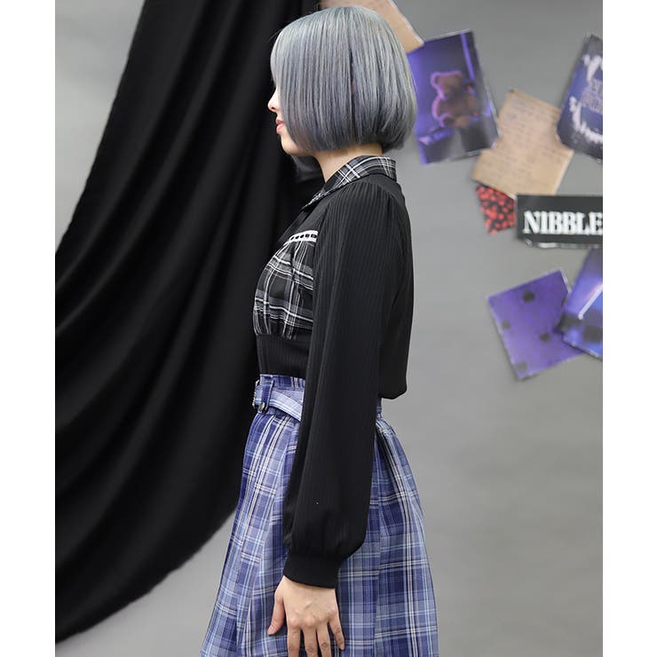 チェックレイヤードトップス | axes femme | 詳細画像2 