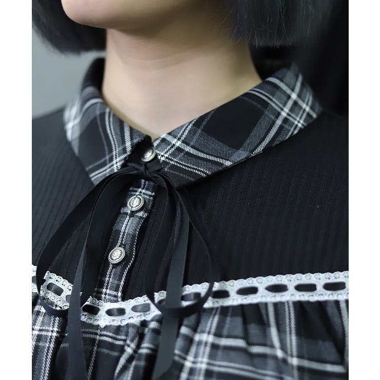チェックレイヤードトップス | axes femme | 詳細画像5 