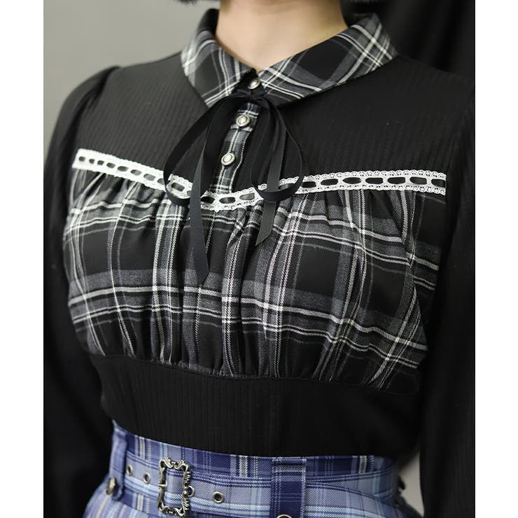 チェックレイヤードトップス | axes femme | 詳細画像6 