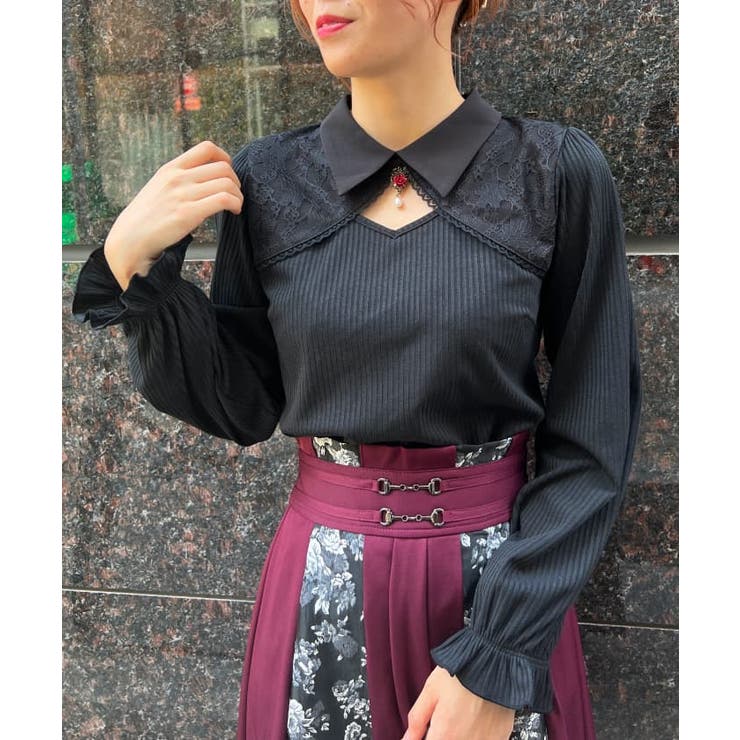 ローズチャーム付トップス[品番：IGAW0004121]｜axes femme