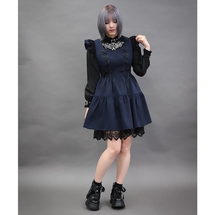 紺 | クロスレースフリルミニワンピース | axes femme