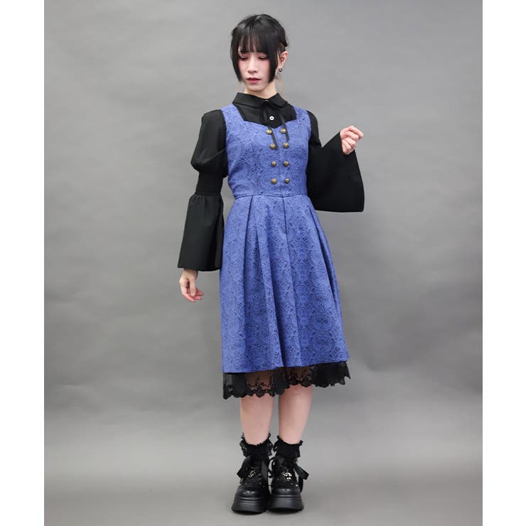 ブルー | バックフリルジャカードワンピース | axes femme