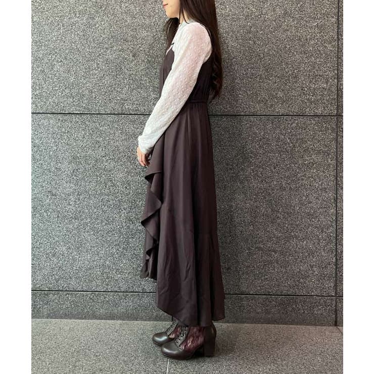 axes femme フリル キャミワンピース チュニック axes femme アクシーズファム レース フリル プリーツ お洒落