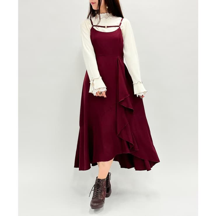 【♡】3way フリルブラウス付きキャミワンピース ビット付フリルキャミワンピ[品番：IGAW0004080]｜axes femme